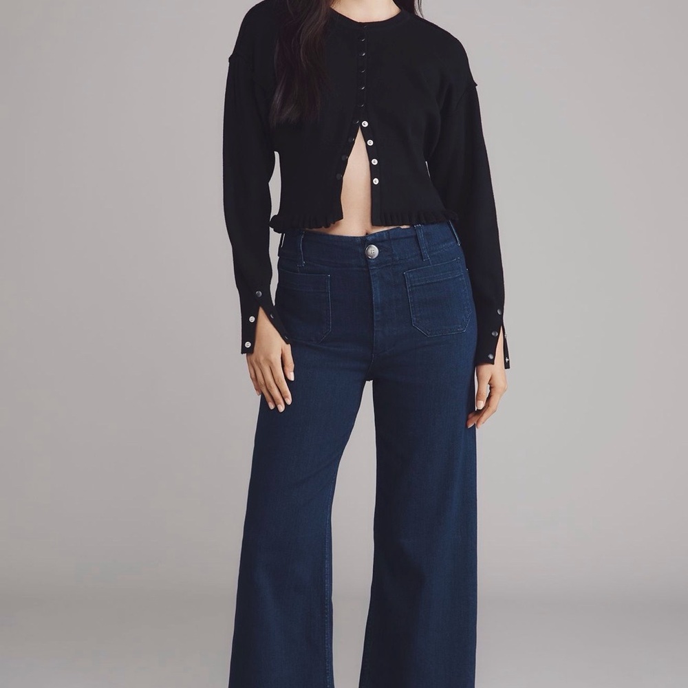 Maeve Colette Crop High Waisted Blue Wide-Leg Jeans Anthropologie